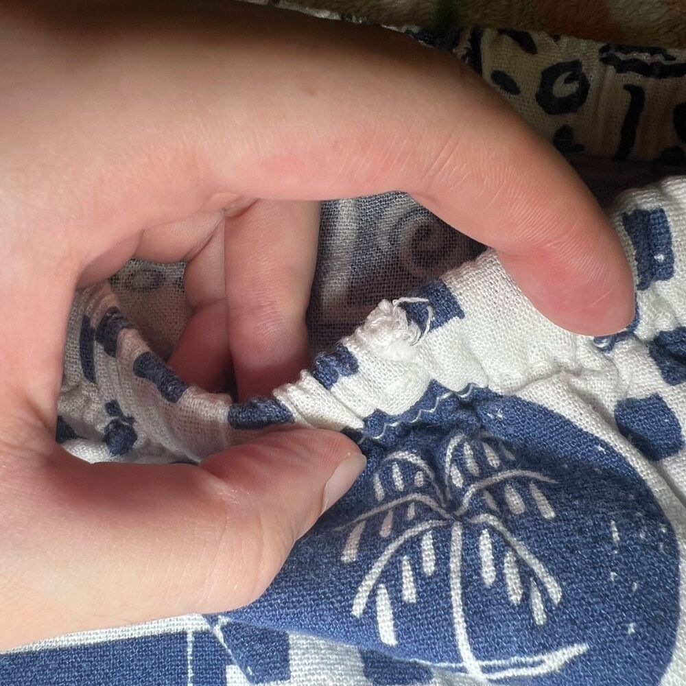 Cali 1850 Wide Leg Linen Pants M - Ocean Print Coastal Beach Sardine Euro Summer - Picture 8 of 8